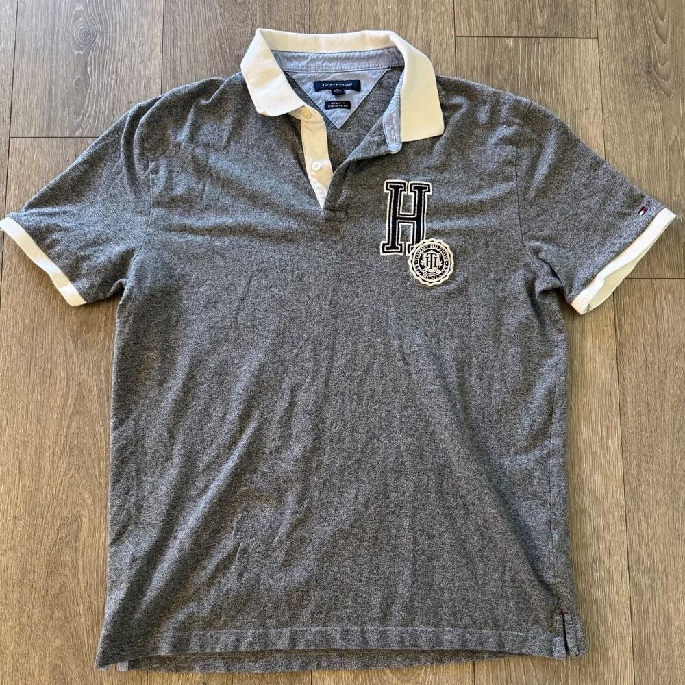 Tommy-Hilfiger Men's  Varsity Grey Polo